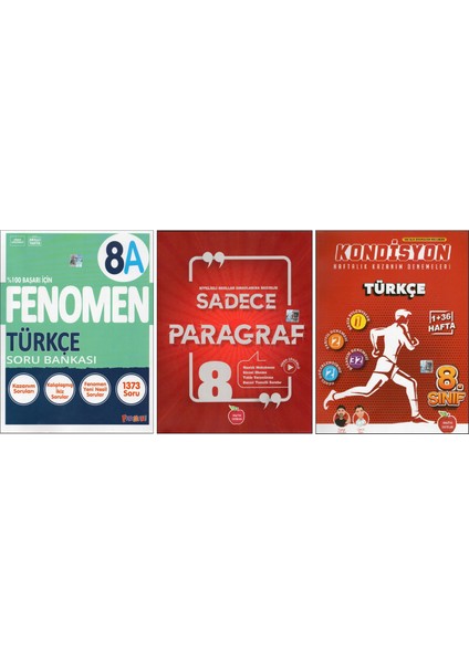 Fenomen 8. Sınıf 8A Türkçe+Newton Sadece Paragraf+Kondisyon Türkçe (3 Kitap)