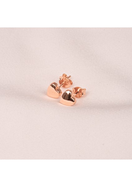 Gümüş Küpe - 925 Ayar Gümüş Minimal Kalp Figürlü Küpe