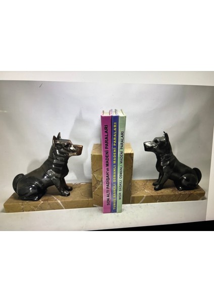 Bakır ve Mermerdan Avrupa Köpekli Kitap Tutucu Yükseklik 14 cm fiyatları