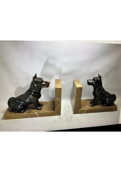 Bakır ve Mermerdan Avrupa Köpekli Kitap Tutucu Yükseklik 14 cm fırsatları