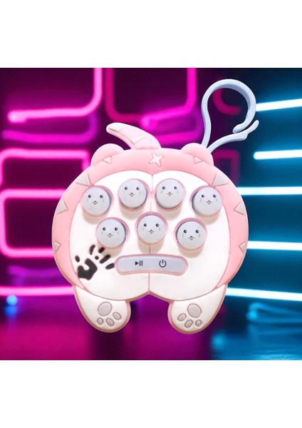 Yüksek Kalite Mini Pembe Popit Yeni Nesil Anahtarlıklı Popit Oyuncak Popit Sesli LED Işıklı Popit