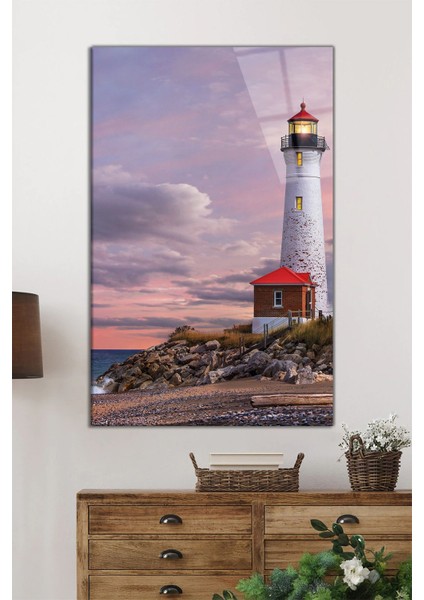 Ev ve Deniz Feneri Dikey Cam Tablo, Ev ve Ofis Duvar Dekoru, Lüks Hediyelik, Kırılmaz Çizilmez fiyatları