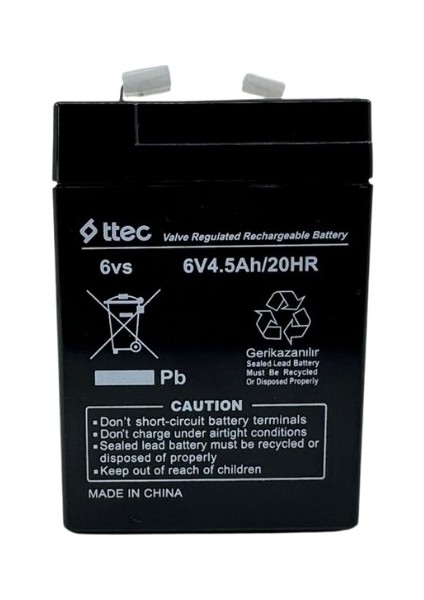 6V 4.5AH Kuru Bakımsız Akü , 6 V 4.5 Ah , 6 Volt 4.5 Amper , 6VOLT 4.5AMPER Işıldak Akü