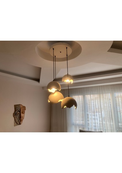 Iskandinav Beton Avize 4lü Sarkıt Kırık Küre Modeli