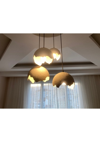 Iskandinav Beton Avize 4lü Sarkıt Kırık Küre Modeli modelleri