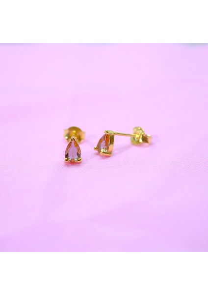 Gümüş Küpe - 925 Ayar Gümüş Damla Desenli Zultanit Taşlı Küpe fırsatları