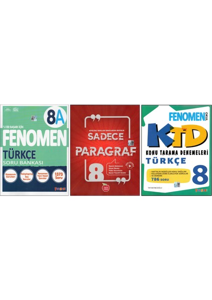 Fenomen 8. Sınıf 8A Türkçe+Newton Sadece Paragraf+Fenomen Konu Tarama D. (3 Kitap)
