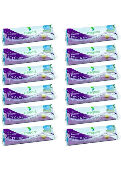 65X80CM Büyük Boy Çöp Torbası - 12 Adet Rulo 10LU