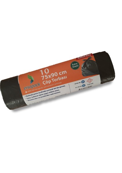 Battal 75X90CM Siyah Çöp Torbası - 12 Adet Rulo 10LU modelleri