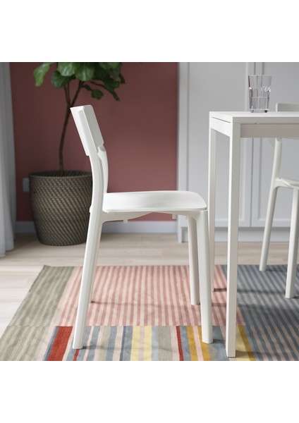 Janınge Plastik Sandalye 50 x 46 x 76 cm Beyaz Kolay Temizlenir Mutfak Uyumlu