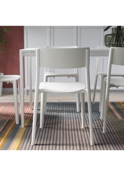 Janınge Plastik Sandalye 50 x 46 x 76 cm Beyaz Kolay Temizlenir Mutfak Uyumlu