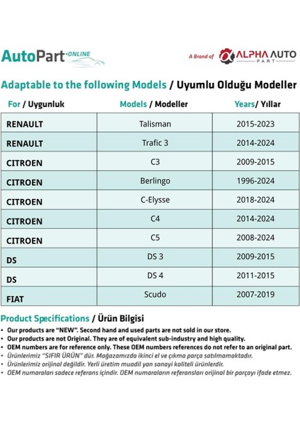 Peugeot, Citroen, Renault, Fiat, Lancia, Ds Için Döşeme Klips- 100'LÜ indirimleri