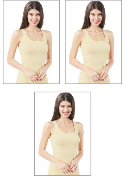 Özkan 23320 3'lü Paket Kadın Pamuklu Likralı Süprem Esnek Rahat Kalın Askılı Atlet