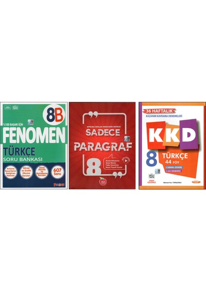 Fenomen 8. Sınıf 8b Türkçe+Newton Sadece Paragraf+Kurmay Kazanım Kavrama D. (3 Kitap)