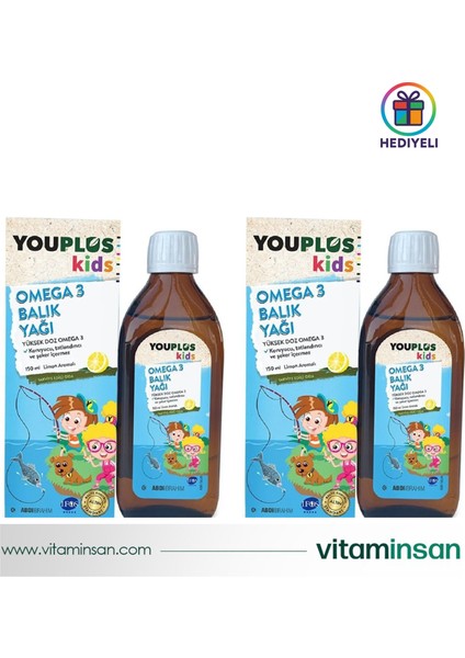 Kids Omega 3 150 ml Balık Yağı 2 Adet (Hediyeli)