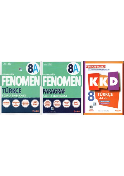 Fenomen 8. Sınıf 8A Türçe+Paragraf+Kurmay Kazanım Kavrama D. (3 Kitap)