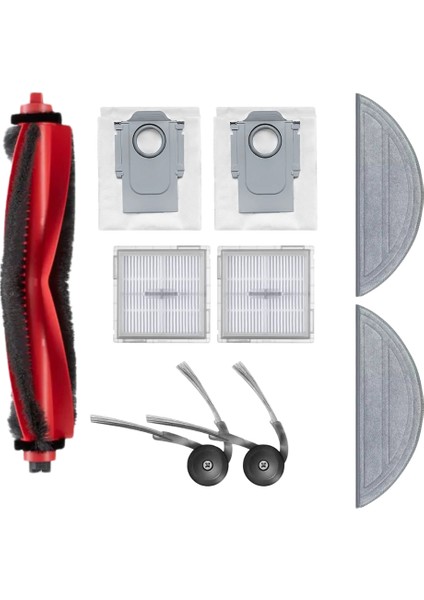 Roborock S8 Pro (Ultra Değil!) Uyumlu Ana Fırça, Hepa Filtre Mop Yan Fırça Toz Torbası Seti 9 Parça