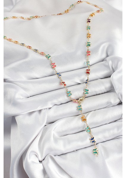 Pirinç Renkli Zirkon Taşlı Kelebek Model Gold Renk Kadın Y Kolye - EBJ250726W36757 fiyatları