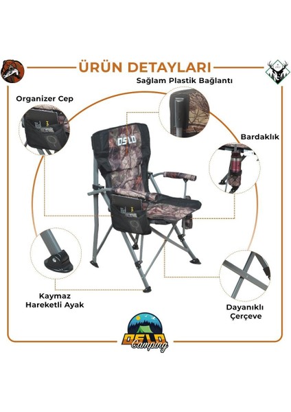 Lüks 3'lü Kamp Sandalye Seti Kamuflaj modelleri