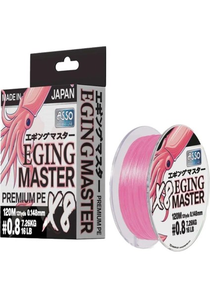 8x Eging Master Pe 8 Örgü Ip Misina 120MT Pink