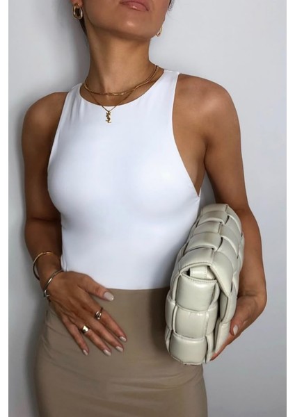 Astarlı Halter Yaka Yumuşak Dokulu Esnek Çıtçıtlı Bodysuit fiyatları