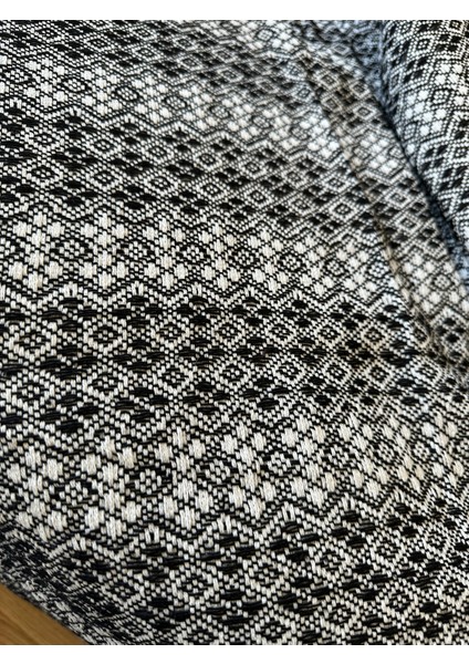 Ilmeki Siyah Renk Destina Koltuk Örtüsü / Yatak Örtüsü / Pike – 170X210 cm – %100 Geri Dönüştürülmüş Iplik – Şık ve Doğal Dokuma – Normal Saçaklı