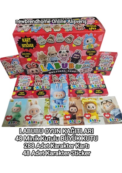 Labubu Oyun Kağıtları (48 Minik Kutu 288 Adet Karakter Kartı 48 Adet Karakter Sticker) Labubu fiyatları