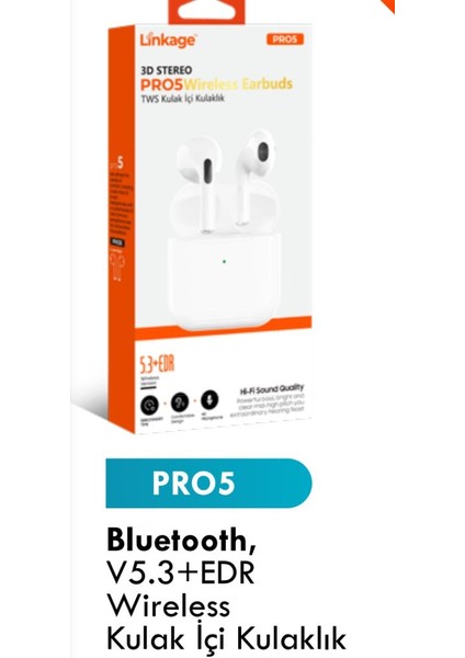 Pro 5 Bluetooth 5.3 Versiyon Edr Wireless Kulak Içi Kulaklık