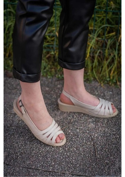 Garantili Ortopedik Hafif Taban Günlük Anne Kadın Bej Sandalet 41-42 Numara fiyatları