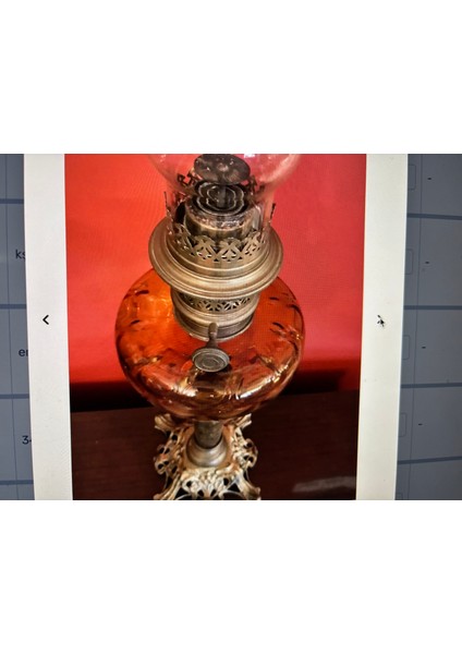Fransız Pirinç ve Mermer Kaideli Gaz Lambası - 67 cm Boyunda fiyatları