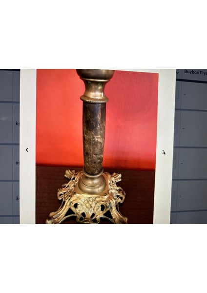 Fransız Pirinç ve Mermer Kaideli Gaz Lambası - 67 cm Boyunda modelleri