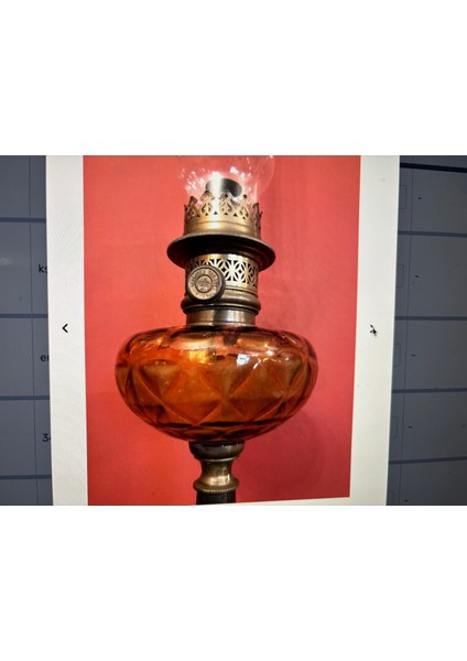 Fransız Pirinç ve Mermer Kaideli Gaz Lambası - 67 cm Boyunda indirimleri