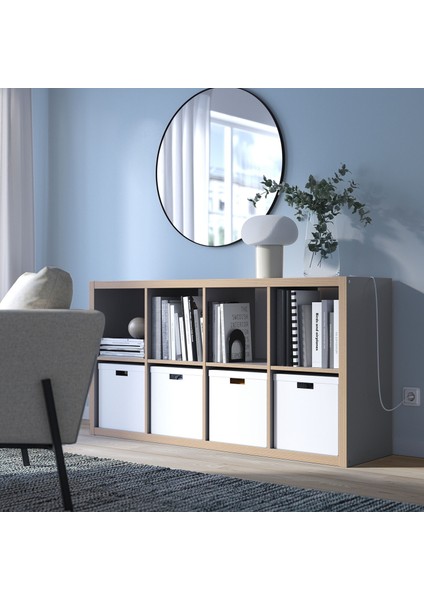 Kallax Raf Ünitesi 77 x 147 cm Gri Ahşap Görünümlü Açık Duvara Sabitlenebilir fiyatları