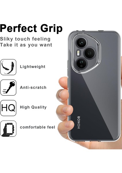 Honor 400 Pro Kılıf Kamera Çıkıntılı Korumalı Yumuşak Şeffaf Silikon + 5d Ekran Koruyucu Cam Set 1er fırsatları