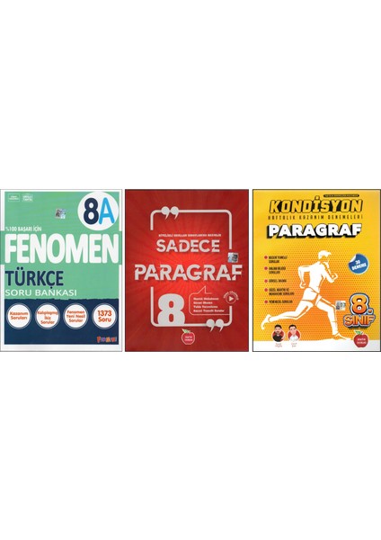 Fenomen 8. Sınıf 8A Türkçe+Newton Sadece Paragraf+Kondisyon Paragraf (3 Kitap)