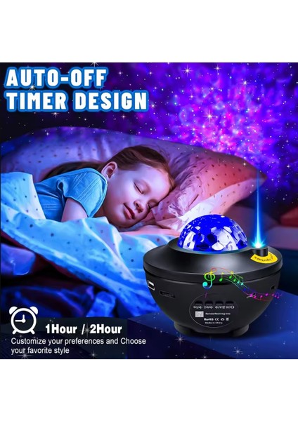 Bluetoothlu Hoparlörlü Müzikli Projektörlü Yansıtmalı Çocuk Bebek Odası Gece Lambası fiyatları