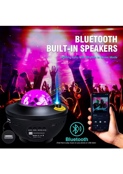Bluetoothlu Hoparlörlü Müzikli Projektörlü Yansıtmalı Çocuk Bebek Odası Gece Lambası modelleri