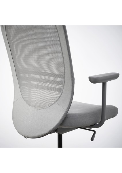 Flıntan Diseröd Kolçaklı Çalışma Sandalyesi Gri Ergonomik Ayarlanabilir Nefes Alabilen File