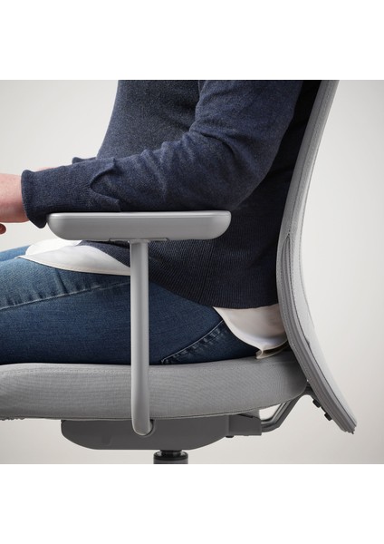 Flıntan Diseröd Kolçaklı Çalışma Sandalyesi Gri Ergonomik Ayarlanabilir Nefes Alabilen File