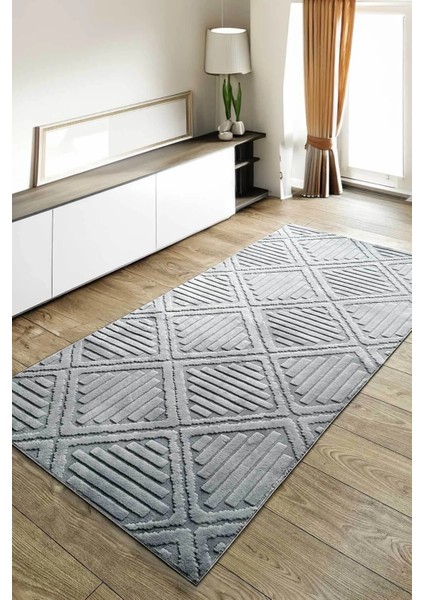 Hilda İskandinav Dokuma Bukleli Gri Kaymaz Taban Yolluk Halısı Yıkanabilir