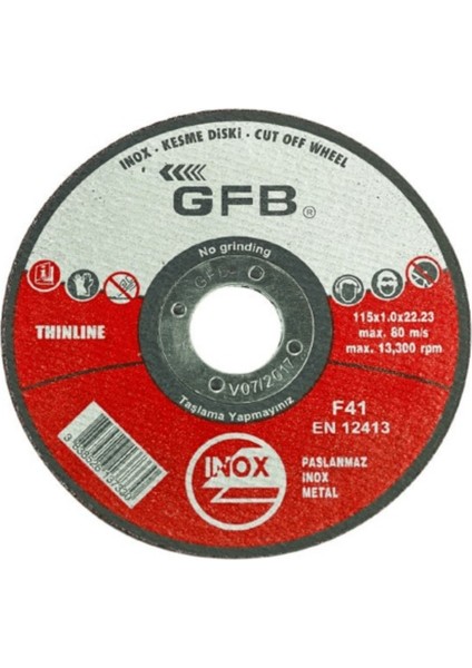 2350 İnox 115x1x22.23 Mm Kesici Taş - 50 Adet