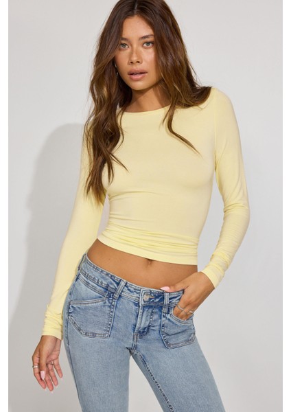 Sarı Bisiklet Yaka Basic Uzun Kollu Body MG1701