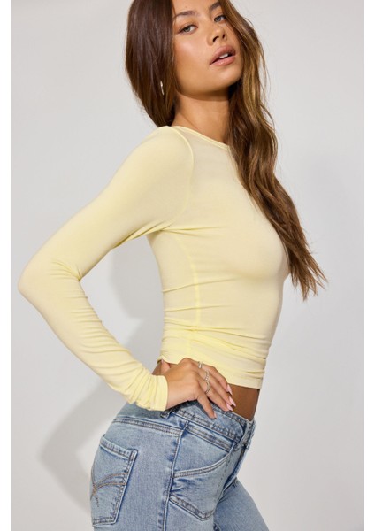 Sarı Bisiklet Yaka Basic Uzun Kollu Body MG1701 modelleri