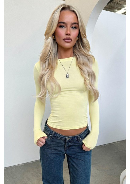 Sarı Bisiklet Yaka Basic Uzun Kollu Body MG1701 fırsatları