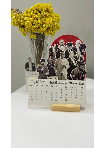 2026 Atatürk Takvimi Ahşap Ayaklı Atatürk Temalı Özel Tasarım Takvim, Atatürk 2026 Masa Takvim fiyatları
