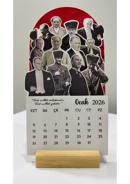 2026 Atatürk Takvimi Ahşap Ayaklı Atatürk Temalı Özel Tasarım Takvim, Atatürk 2026 Masa Takvim fırsatları