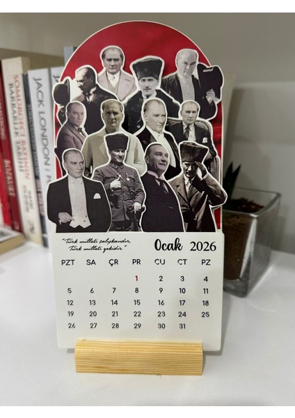2026 Atatürk Takvimi Ahşap Ayaklı Atatürk Temalı Özel Tasarım Takvim, Atatürk 2026 Masa Takvim indirimleri