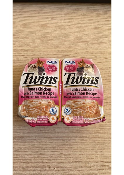 Twins Jöle Içinde Ton Balıklı Somonlu ve Tavuklu 2X35 gr Kedi Konservesi