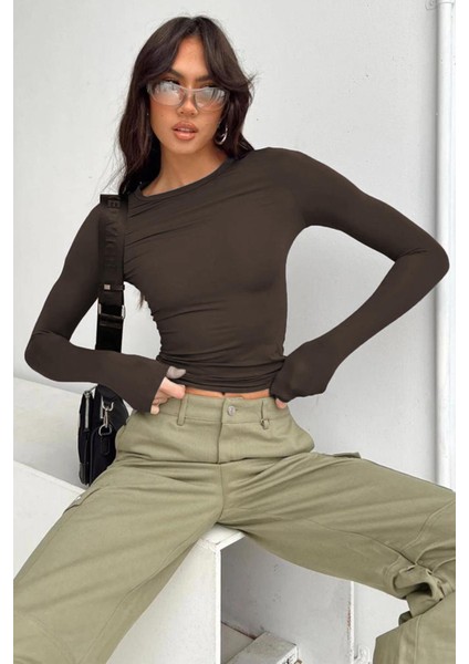 Acı Kahve Bisiklet Yaka Basic Uzun Kollu Body MG1701 fiyatları