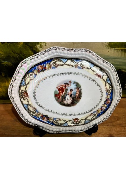 1891 Vienna Erdmann Schlegelmilch Dönemi Porselen Tabak 19 cm 14 cm Ölçülerinde